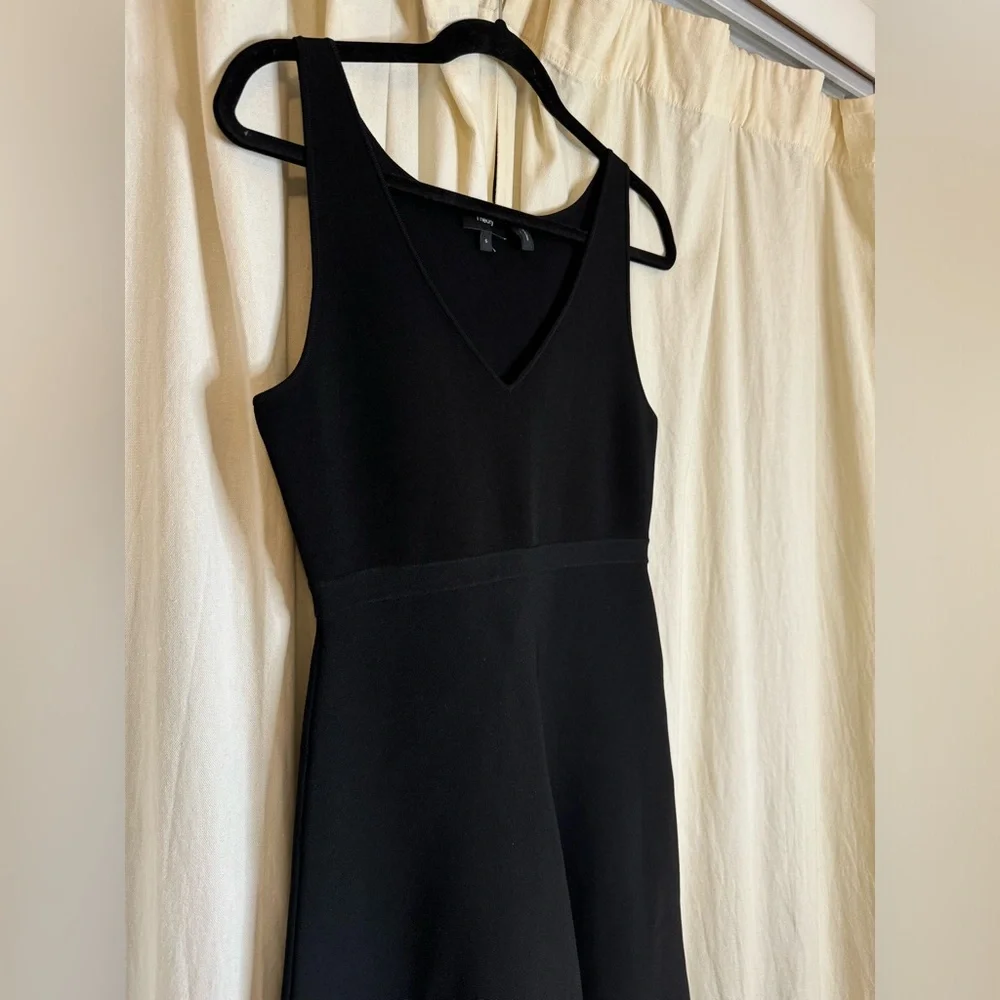 Theory Black V-Neck Midi Dress - Picture 2 of 9